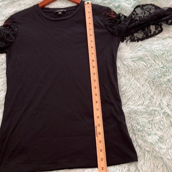 Stella & Dot Black Shirt with Romantic Lace Arms with Cuffs Size XS - Picture 8 of 10